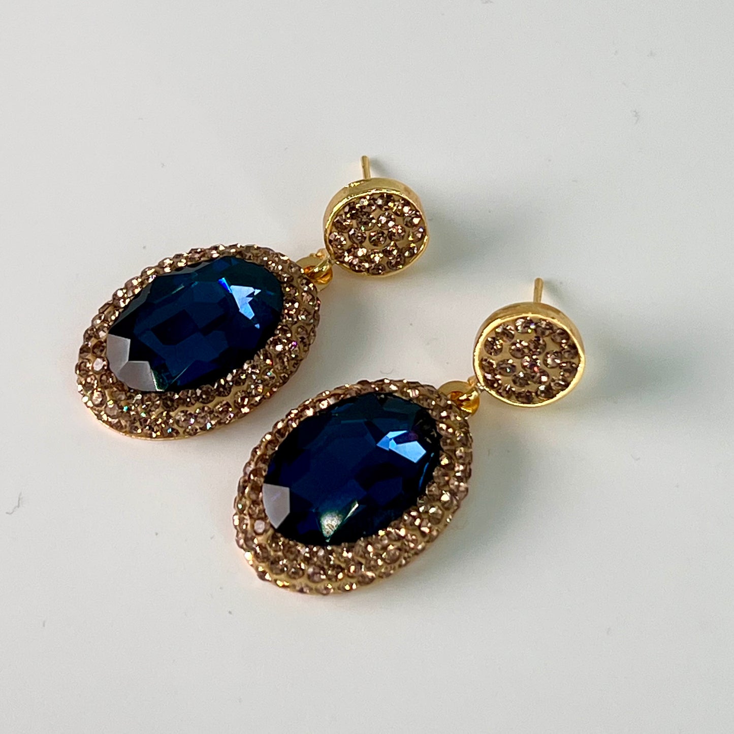 crystal Drop Earrings with gold marcasites