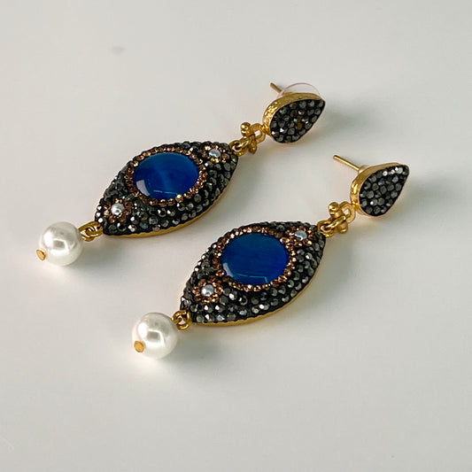 Blue cat Eye Earrings