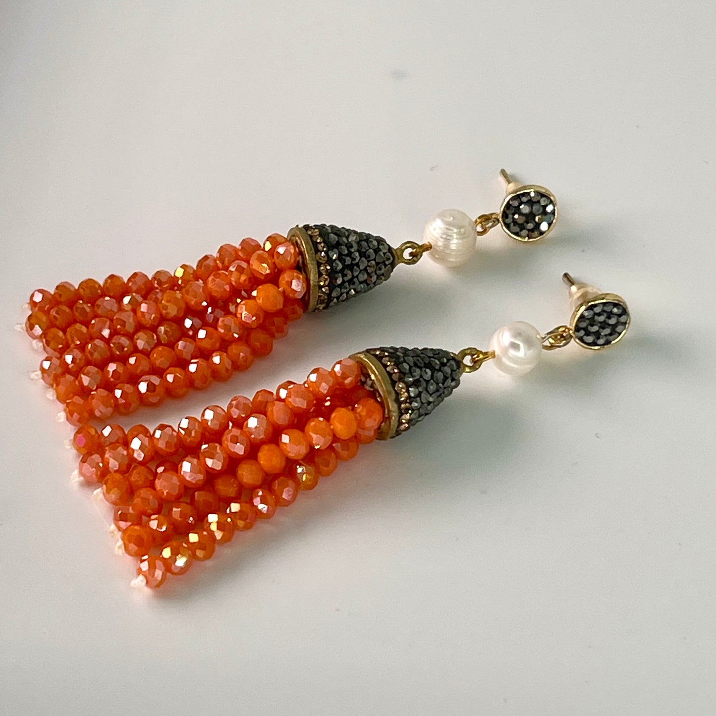 Pearl Tassel Beaded Earrings
