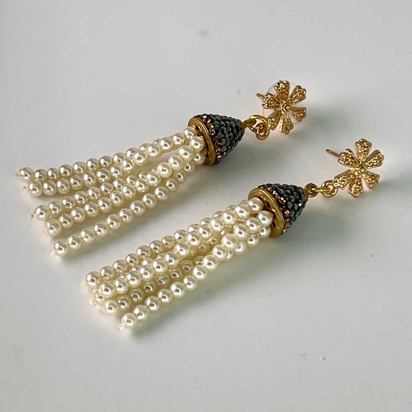 Pearl Tassel Beaded Earrings