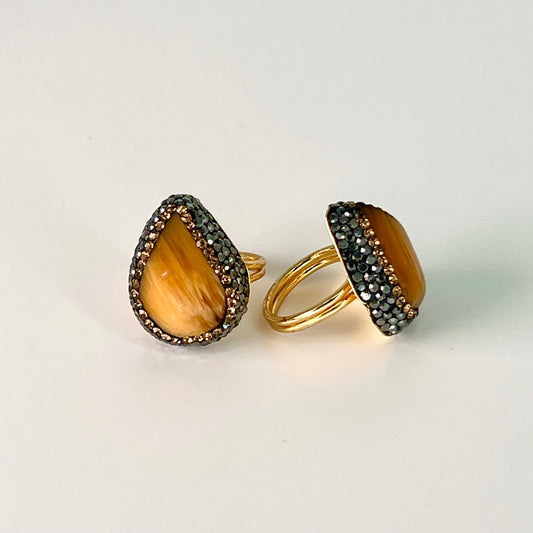 Yellow Topaz Marcasite Ring