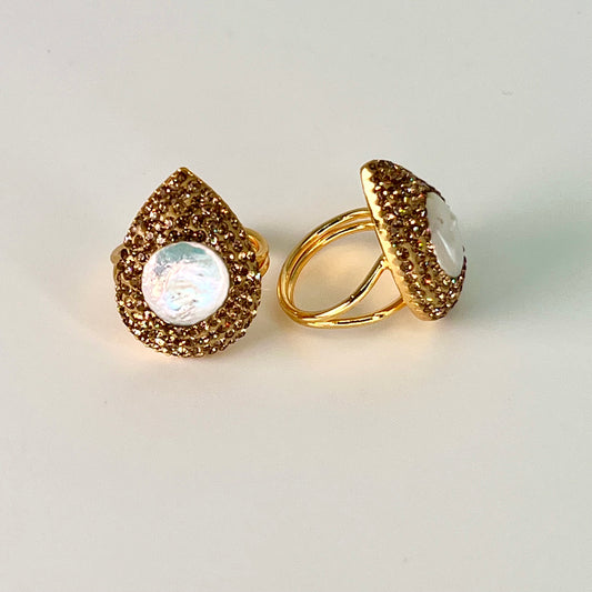Mother of Pearl Rings with Gold Msrcasites