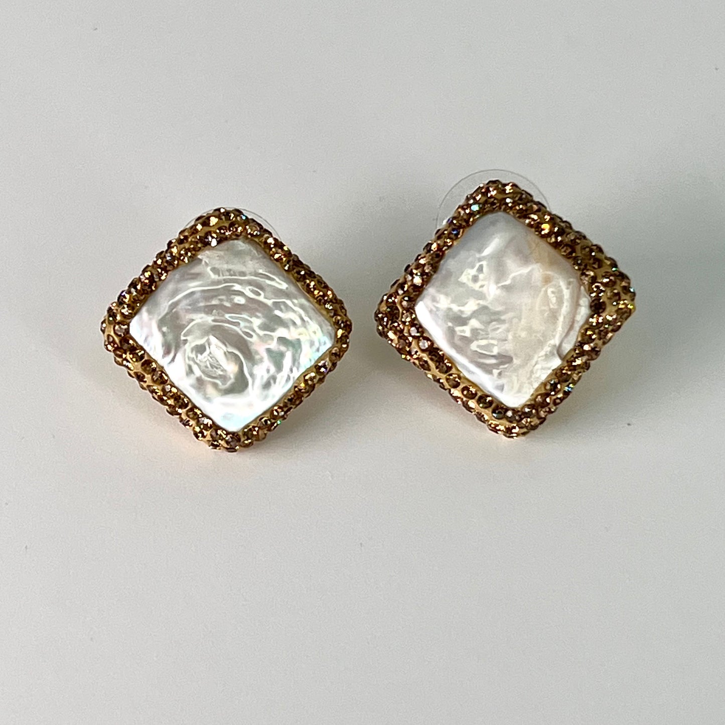 Mother of Pearl Studs with Gold Marcasites
