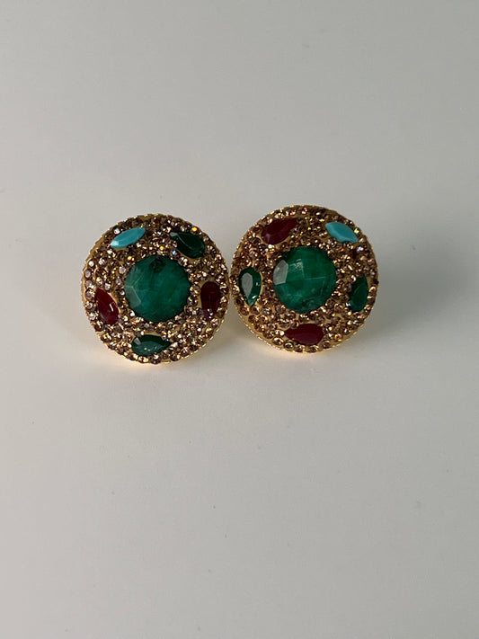 Multi-Color Round Stud Earrings