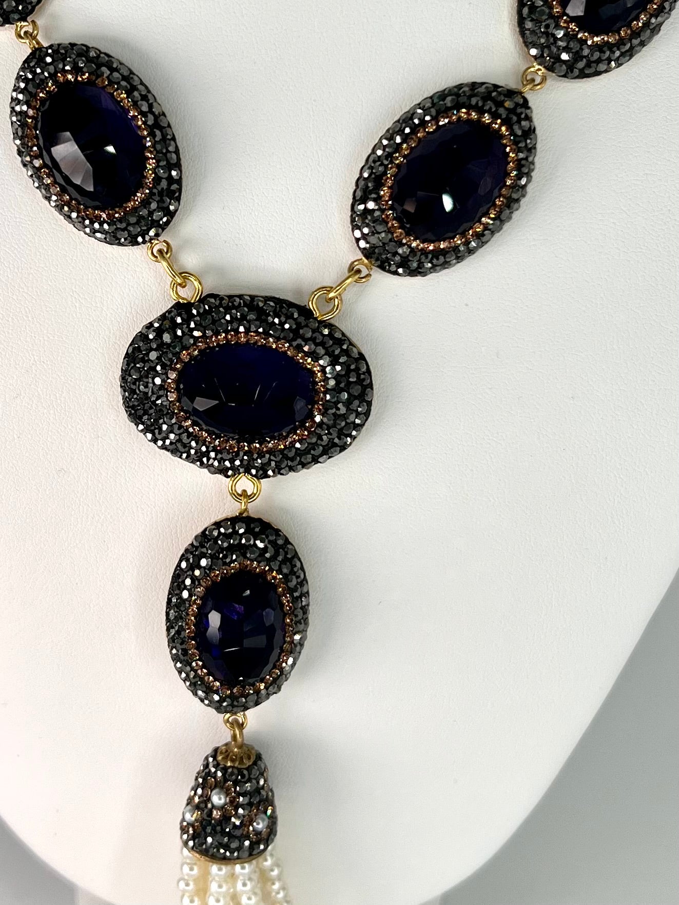 Onyx Necklace with Tassels