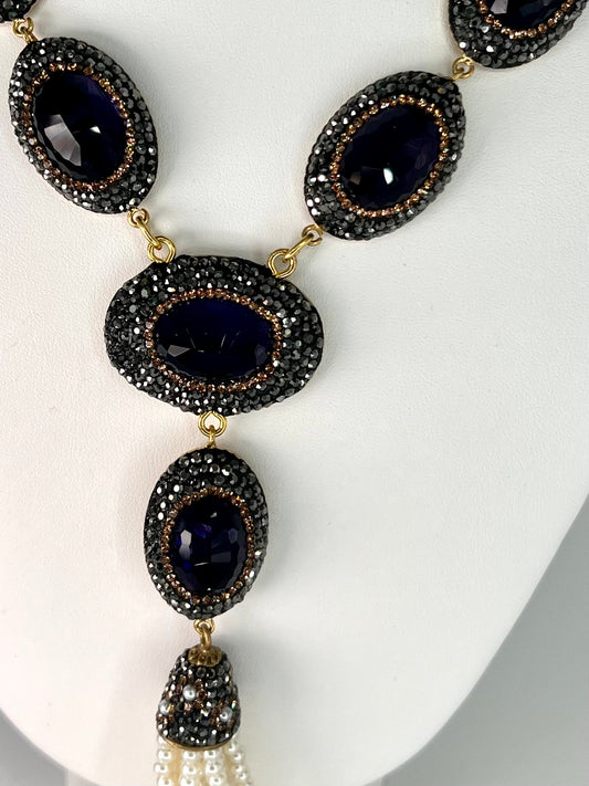 Onyx Necklace with Tassels