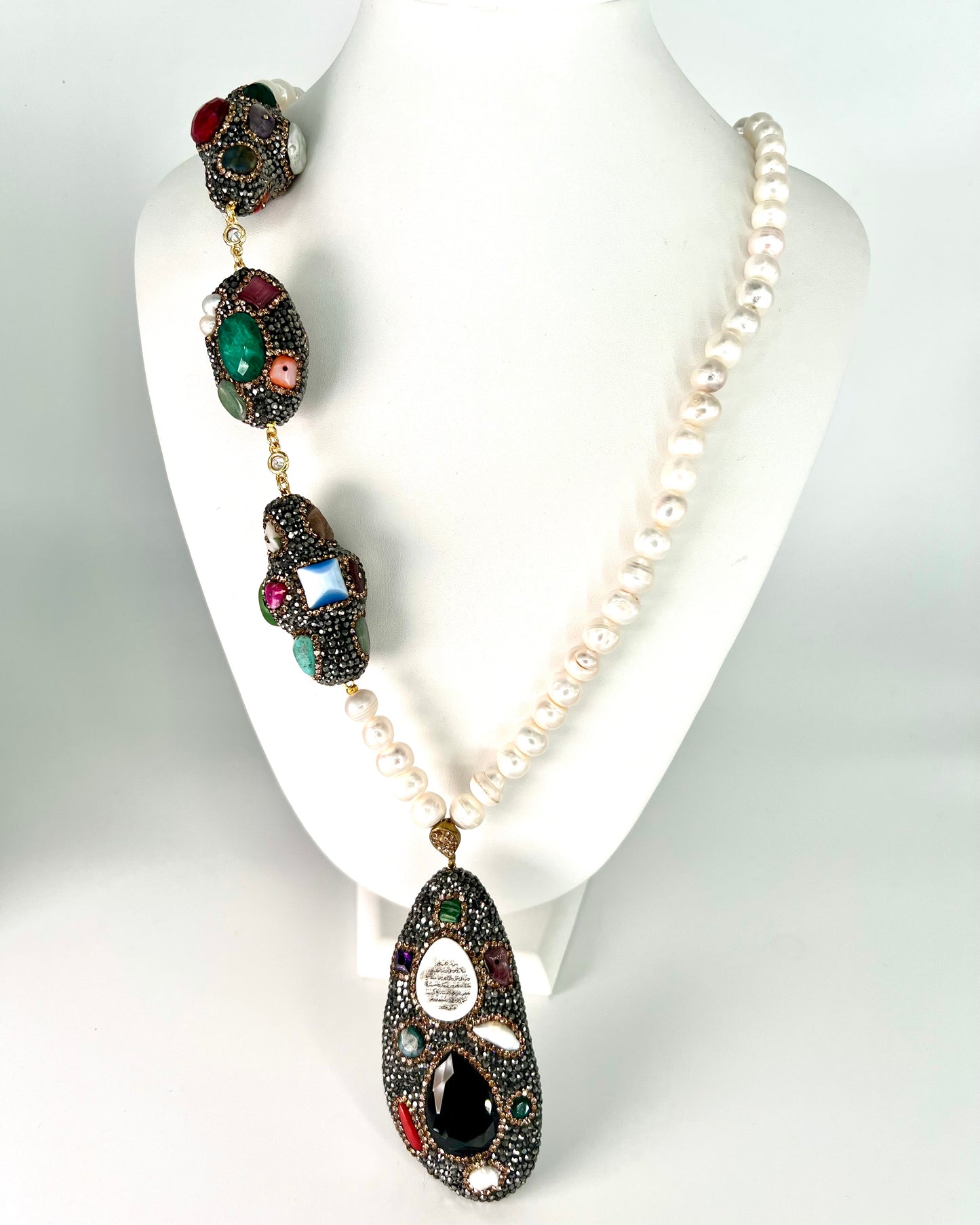 Pearl & Marcasite Gemstone Necklace