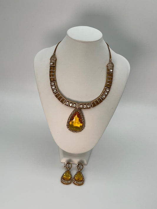 Citrine Teardrop Necklace Set