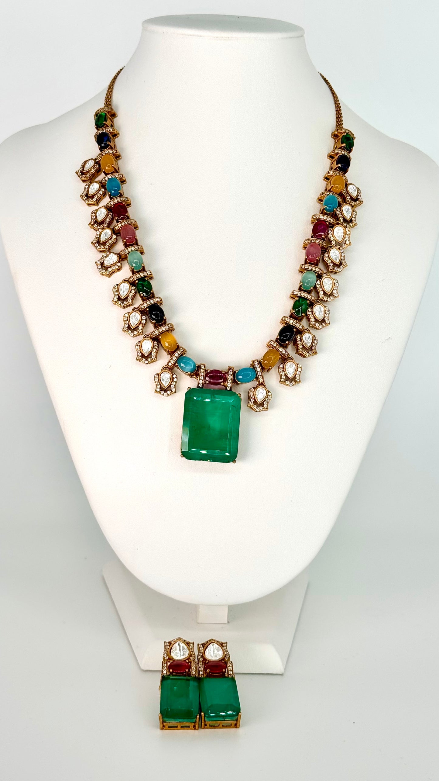 Square Pendant Big Necklace Set