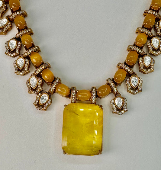 Square Pendant Big Necklace Set