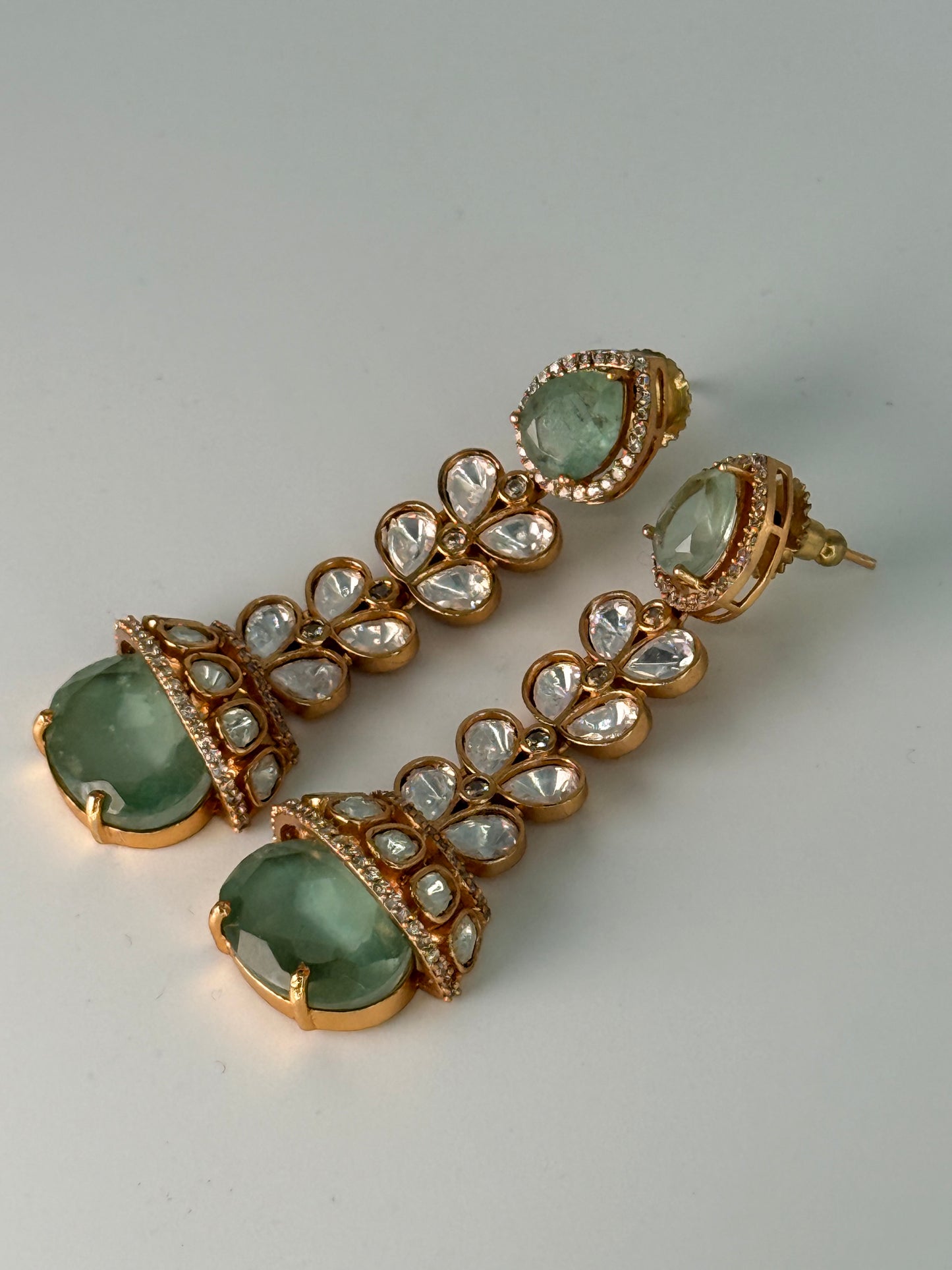 Polki Cat Eye Drop Earrings