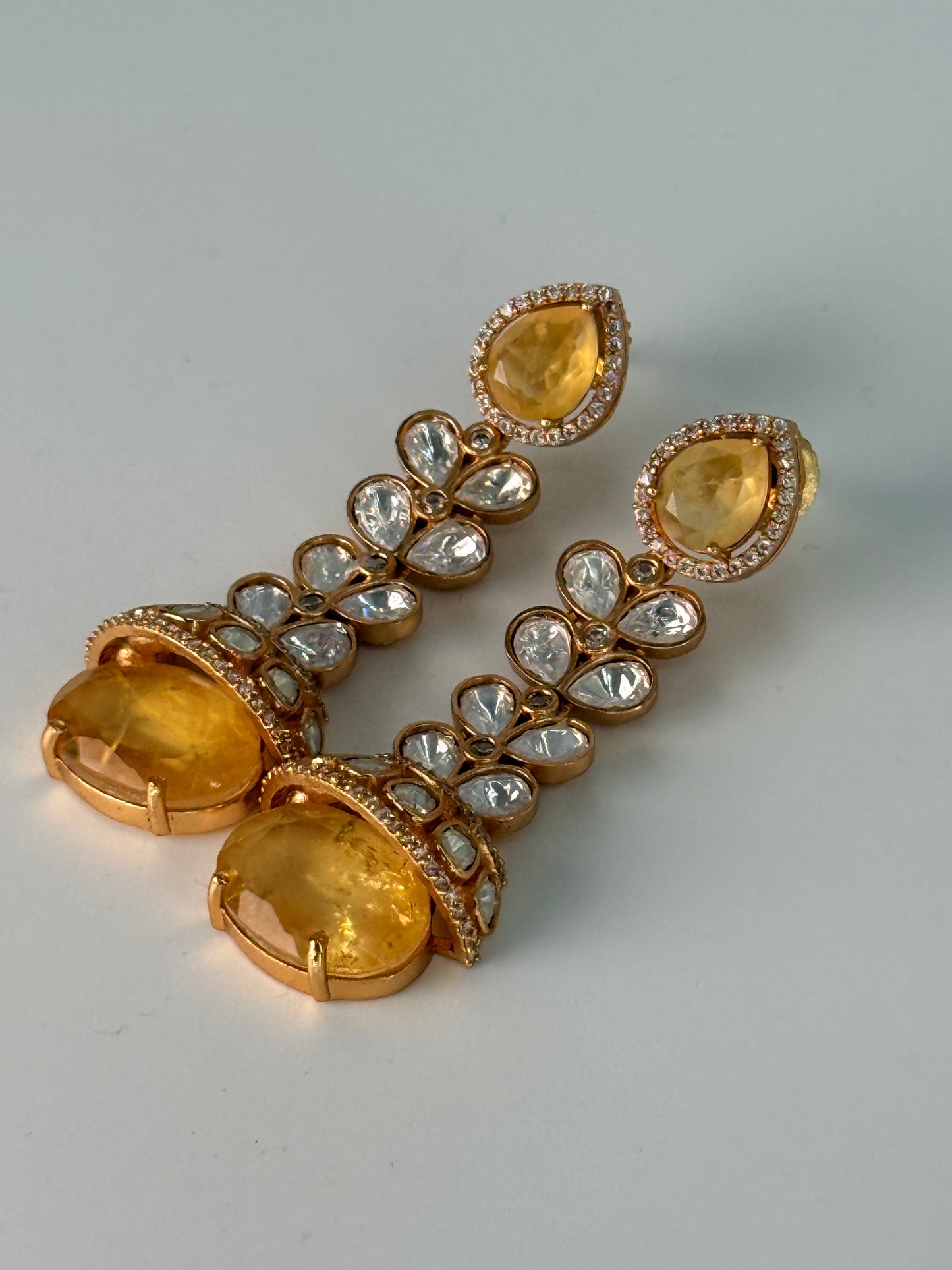 Polki Cat Eye Drop Earrings