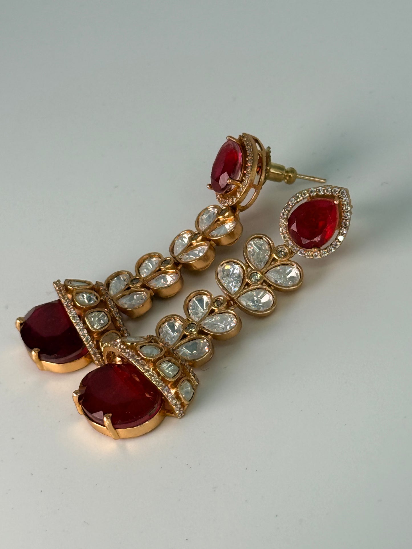 Polki Cat Eye Drop Earrings