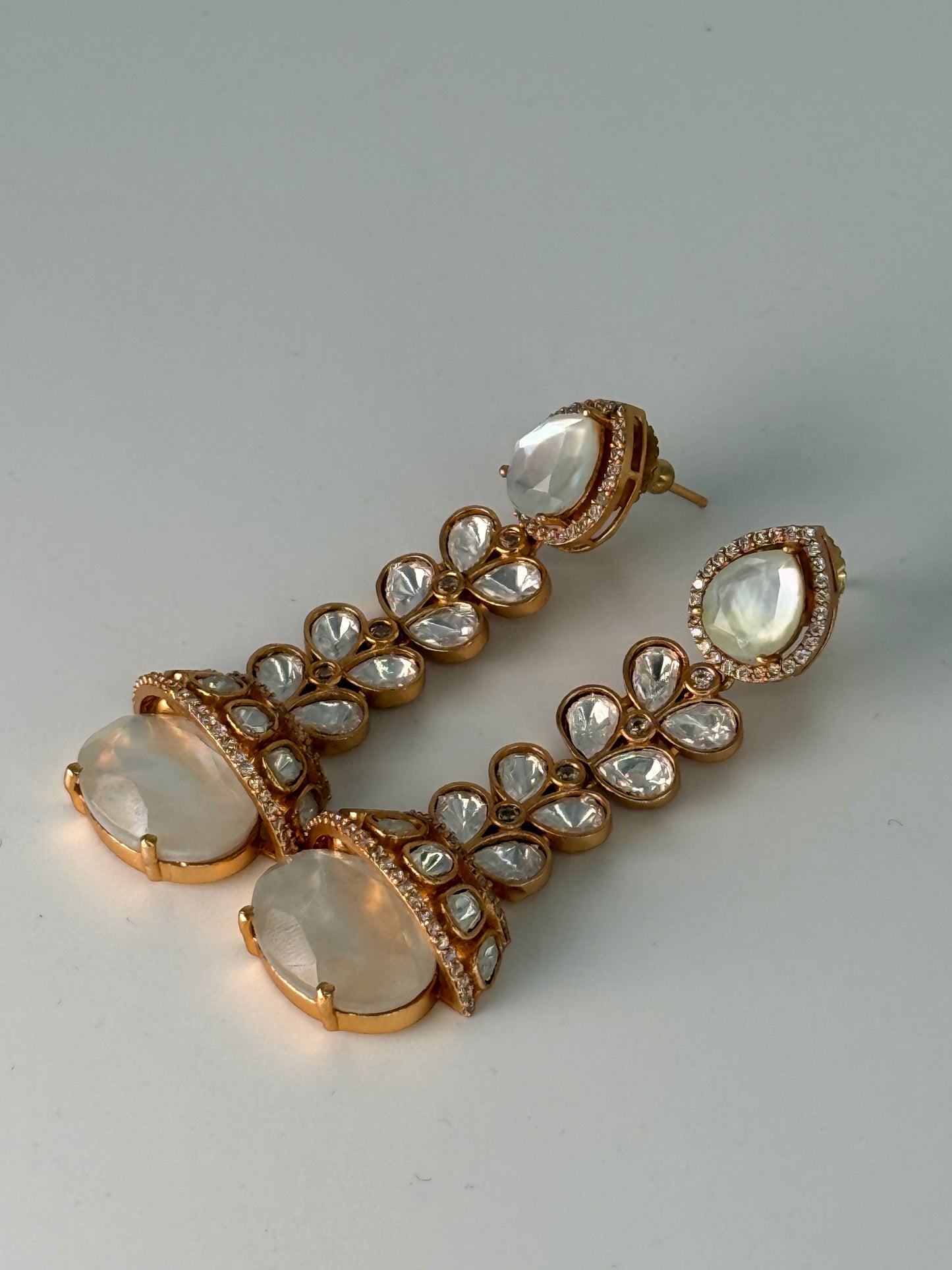 Polki Cat Eye Drop Earrings