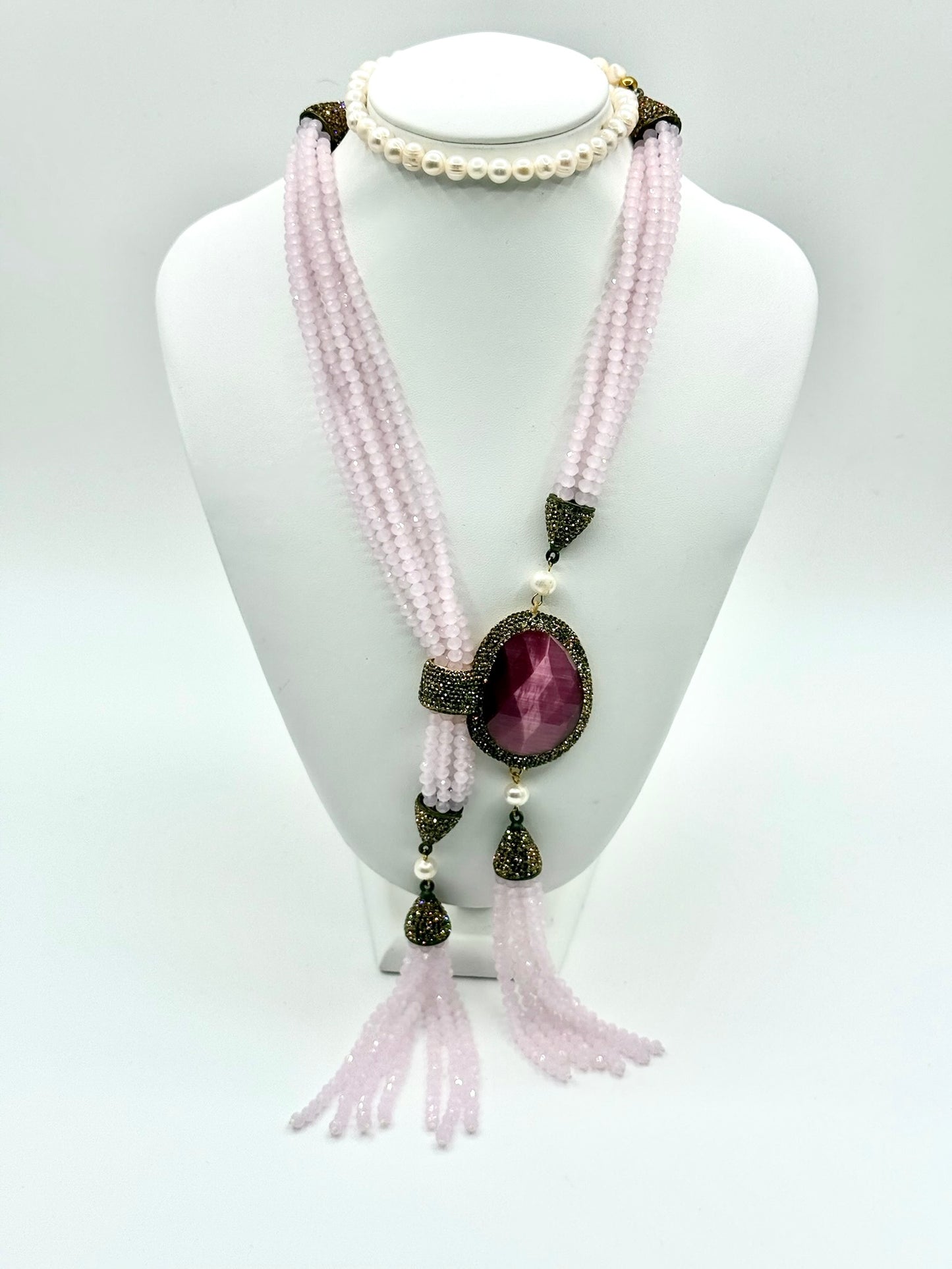 Cat Eye Necklace with Beads