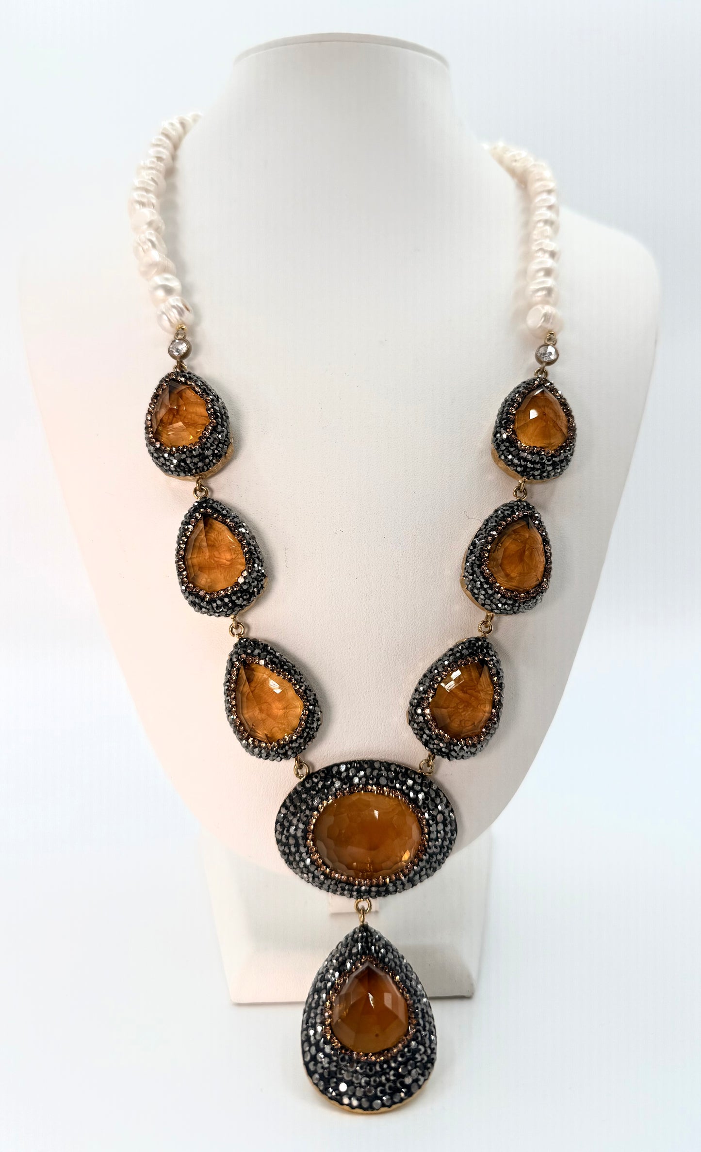 Yellow Cat Eye Statement Necklace