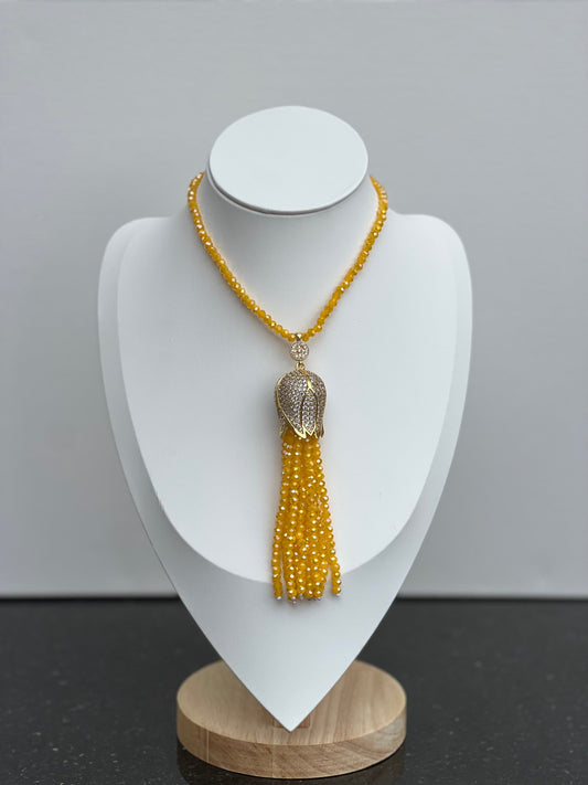 Tulip Delight: Turkish Necklace with Beads Yellow