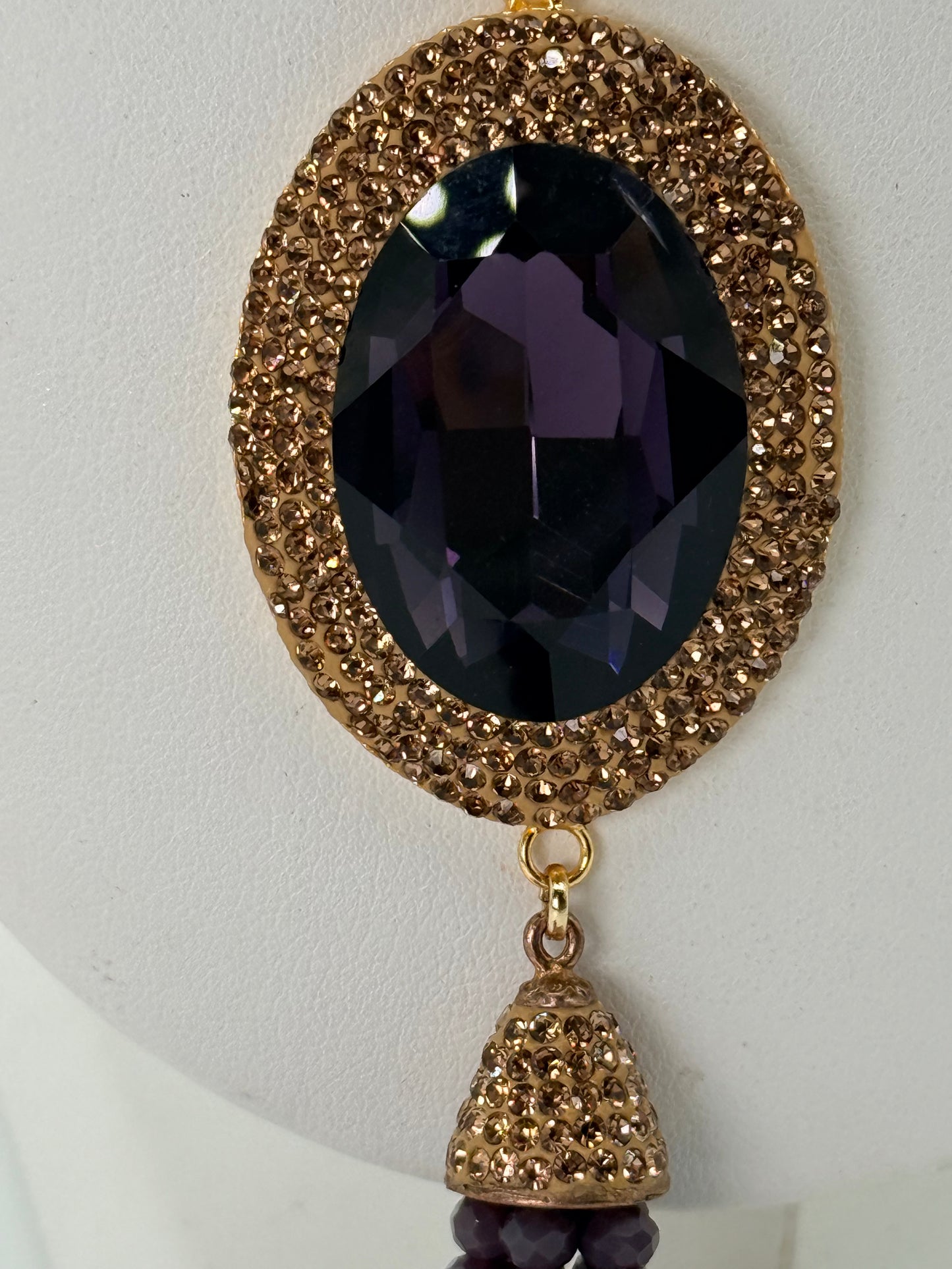 Crystal Necklace with gold marcasites
