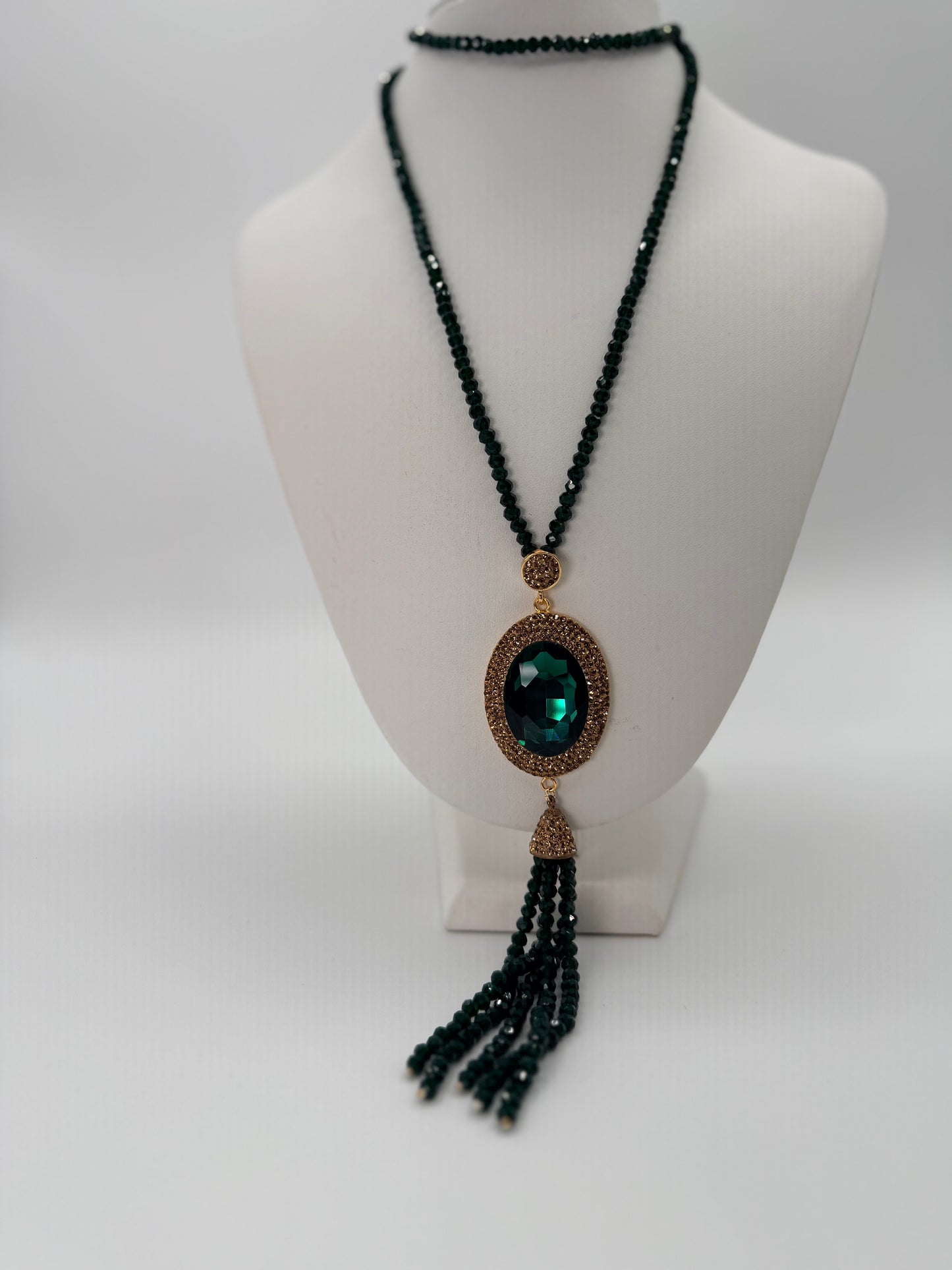 Crystal Necklace with gold marcasites