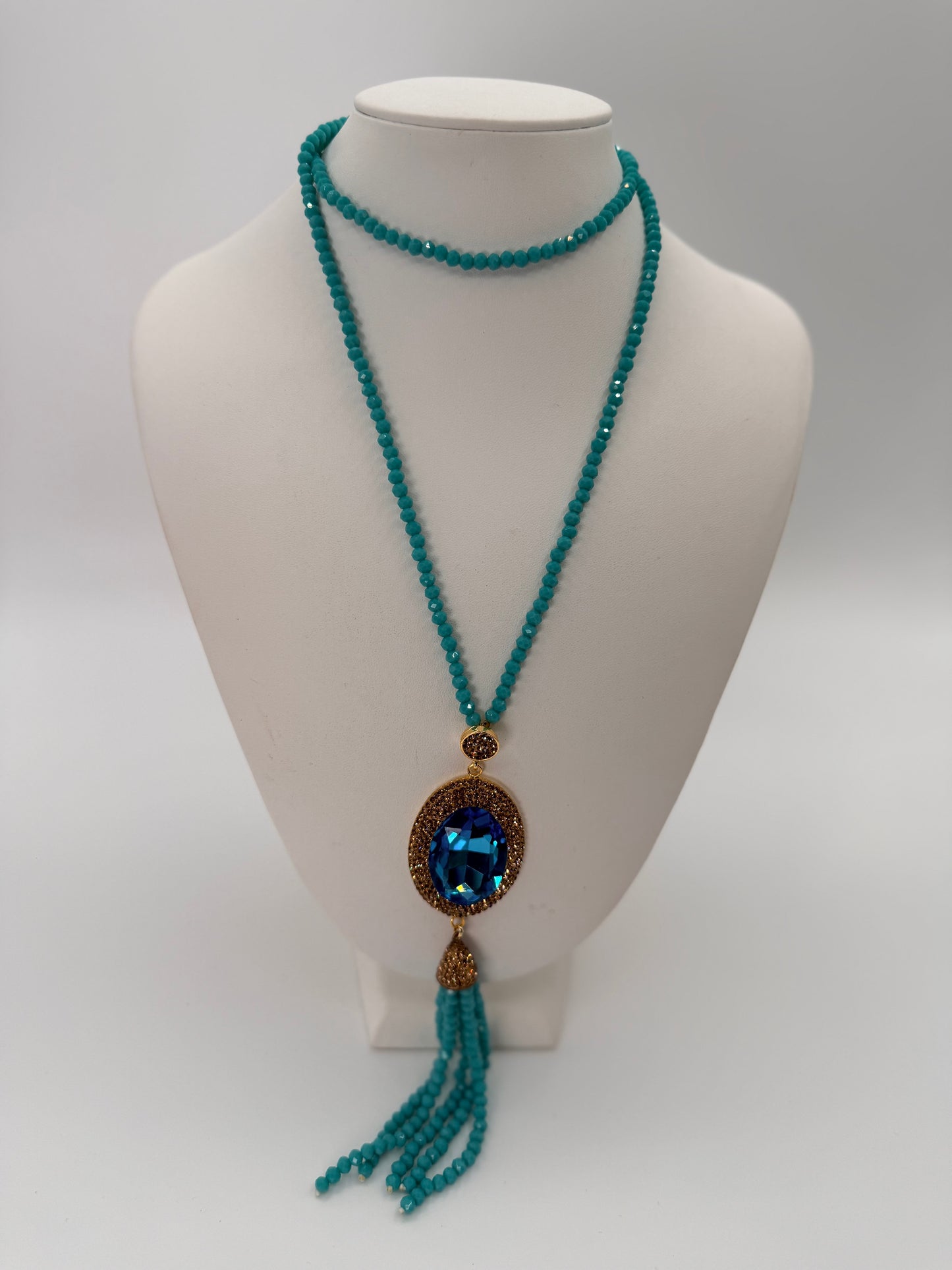 Crystal Necklace with gold marcasites