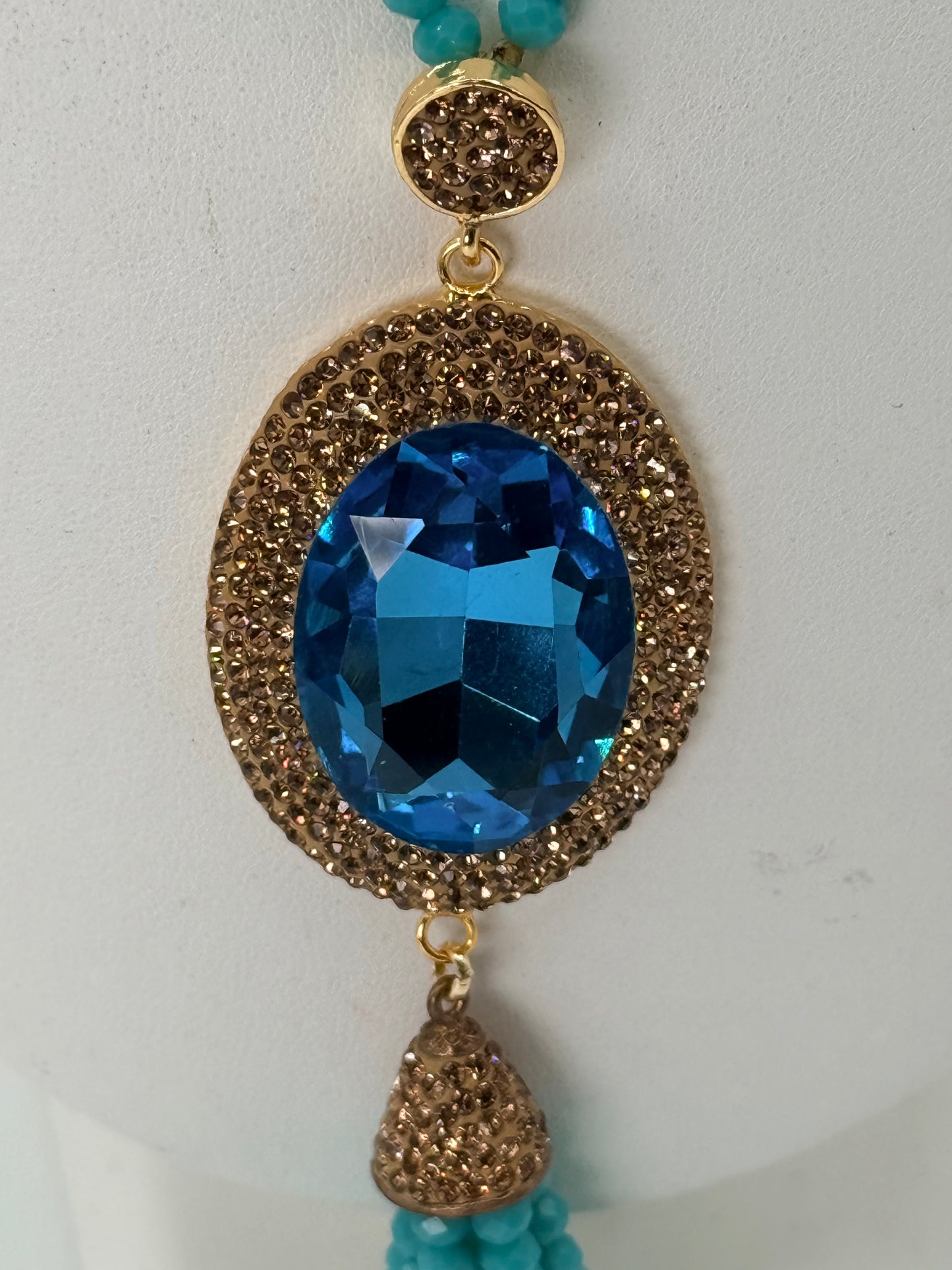 Crystal Necklace with gold marcasites