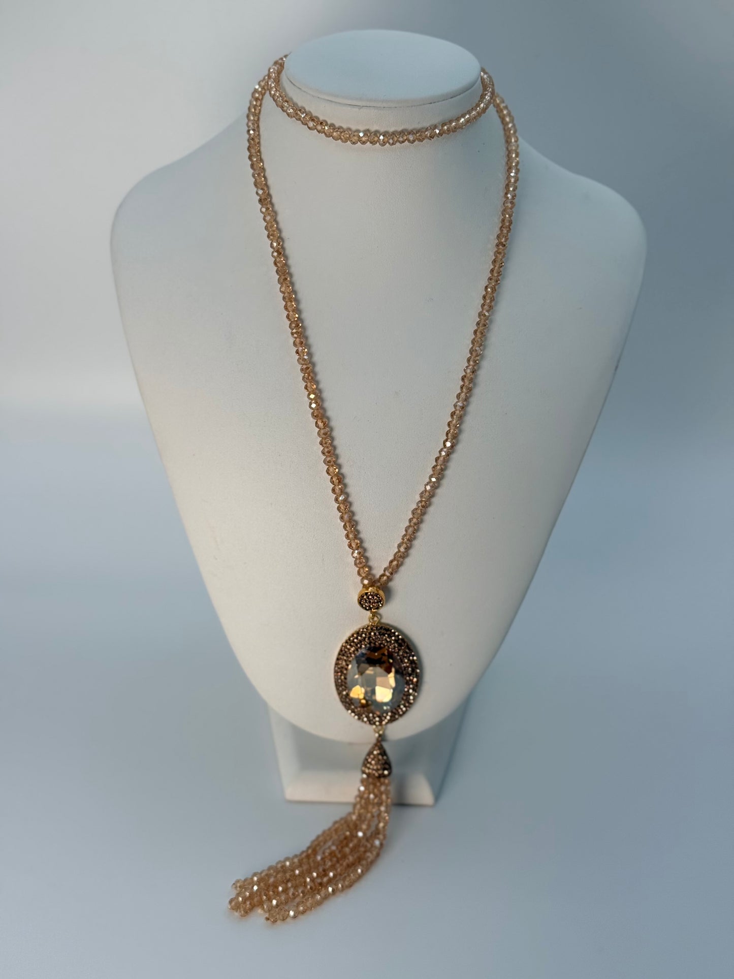 Crystal Necklace with gold marcasites