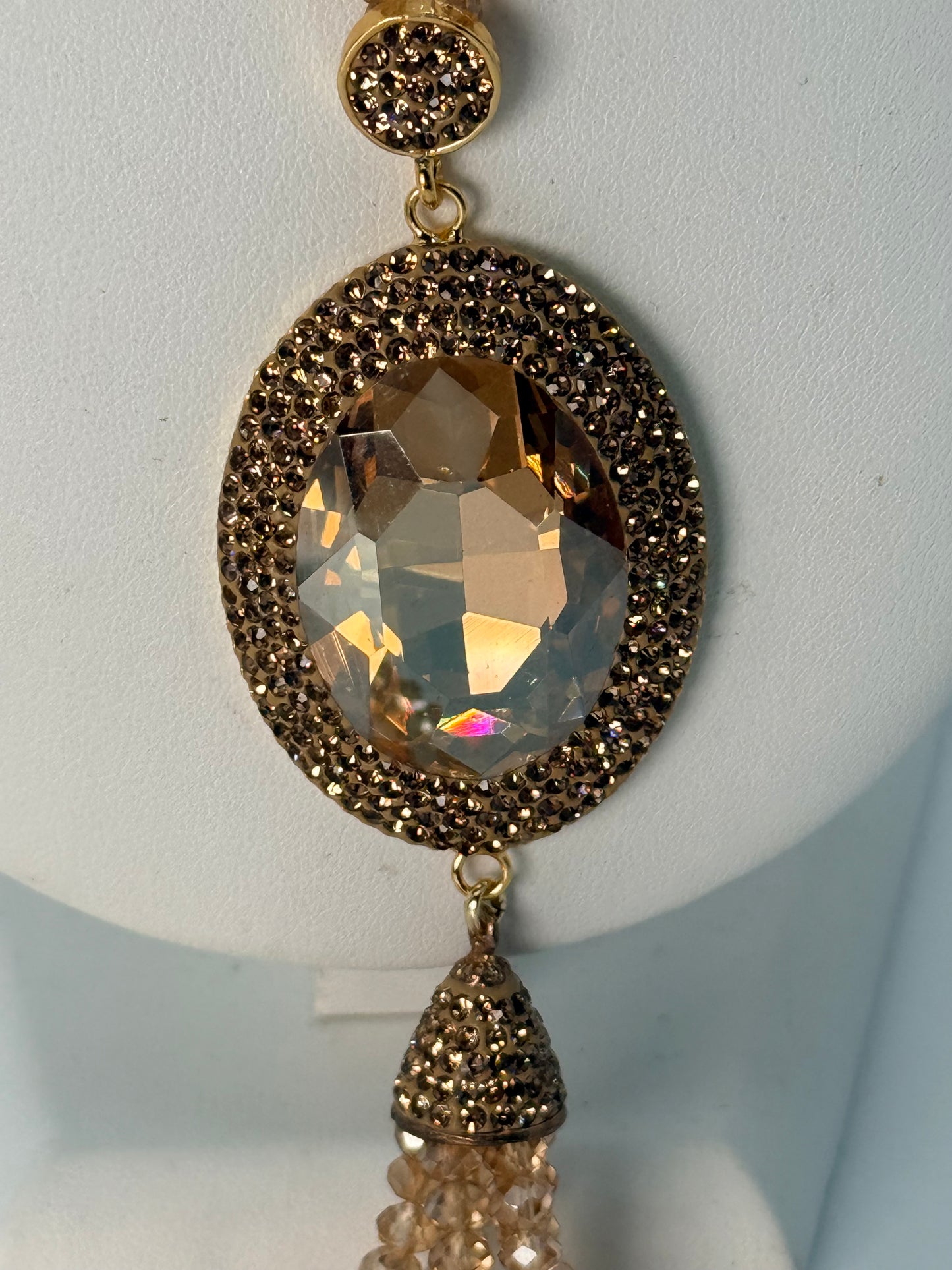 Crystal Necklace with gold marcasites