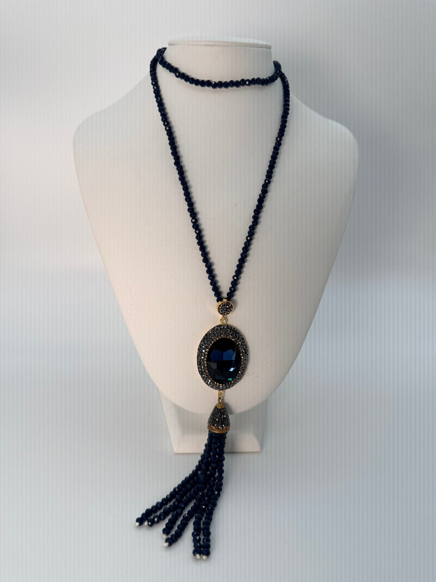 Black Marcasite Crystal Mala