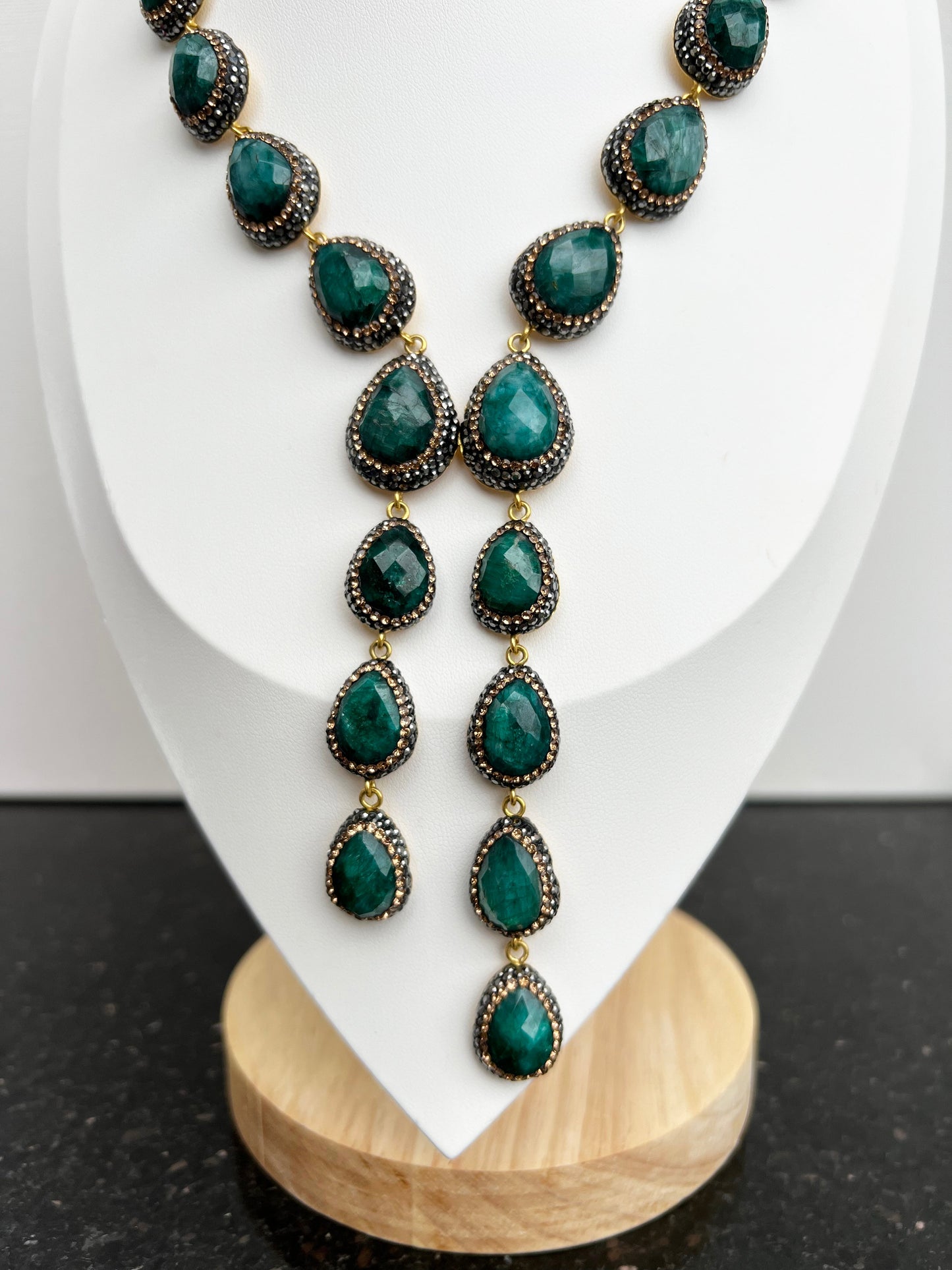 Turkish Emerald Majesty Necklace with Semi-Precious Gems