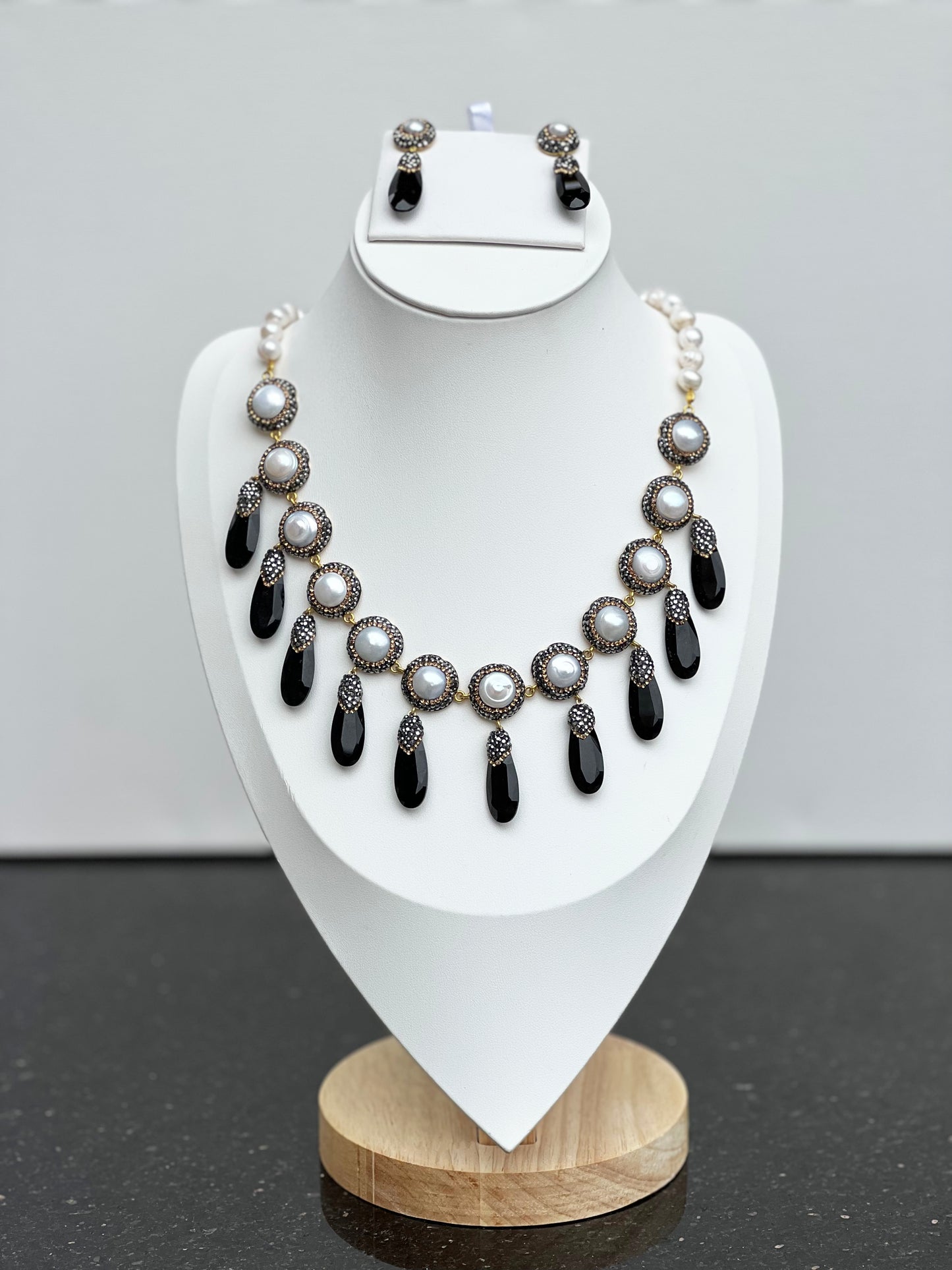 Turkish Pearl and Onyx Elegance Jewelry Set