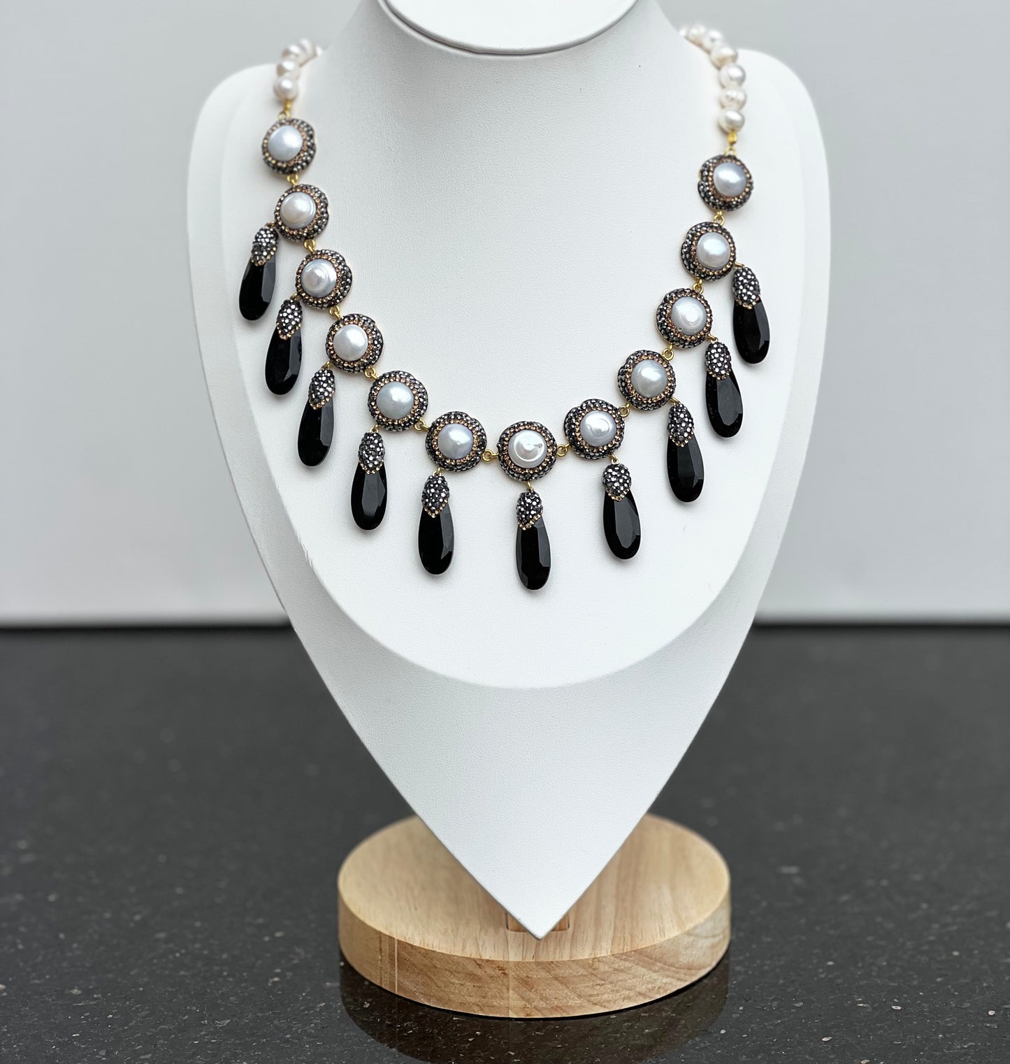 Turkish Pearl and Onyx Elegance Jewelry Set