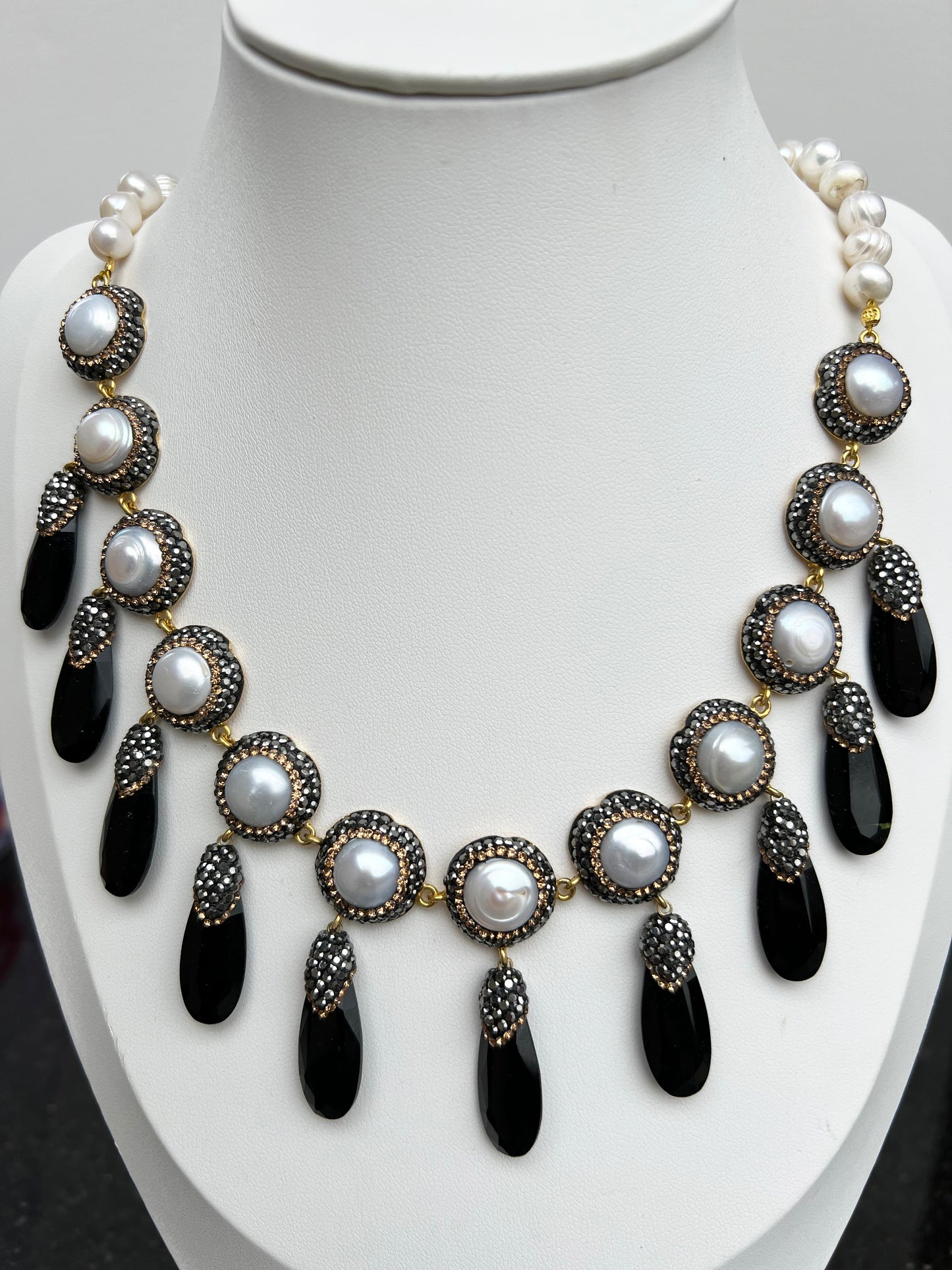 Turkish Pearl and Onyx Elegance Jewelry Set