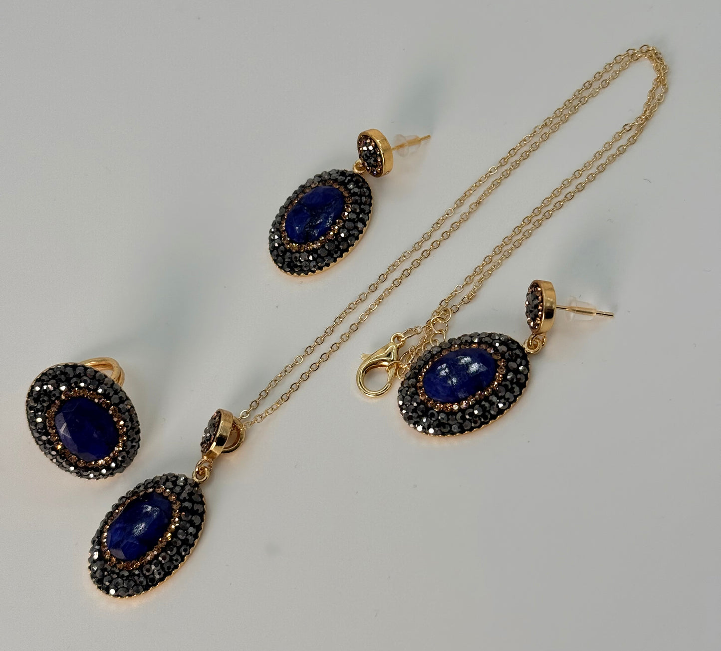 Black Marcasite Four-Piece Locket Set