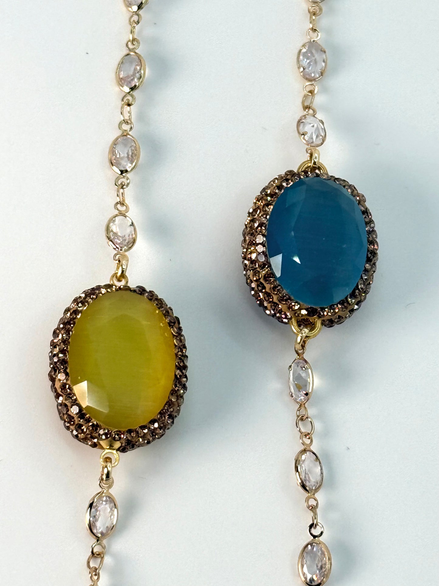 Multi Double-Sided Cat Eye Long Necklace