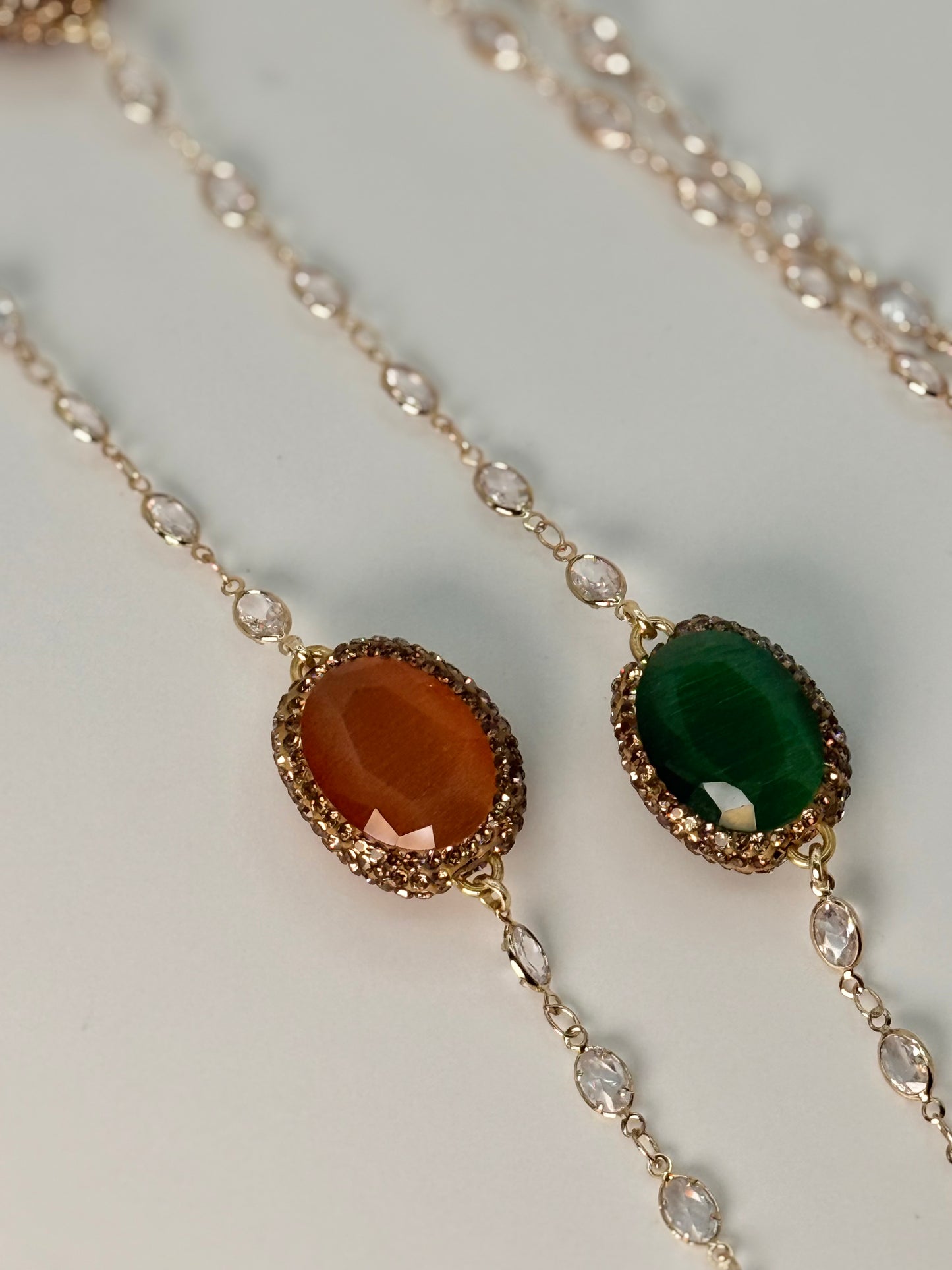 Multi Double-Sided Cat Eye Long Necklace