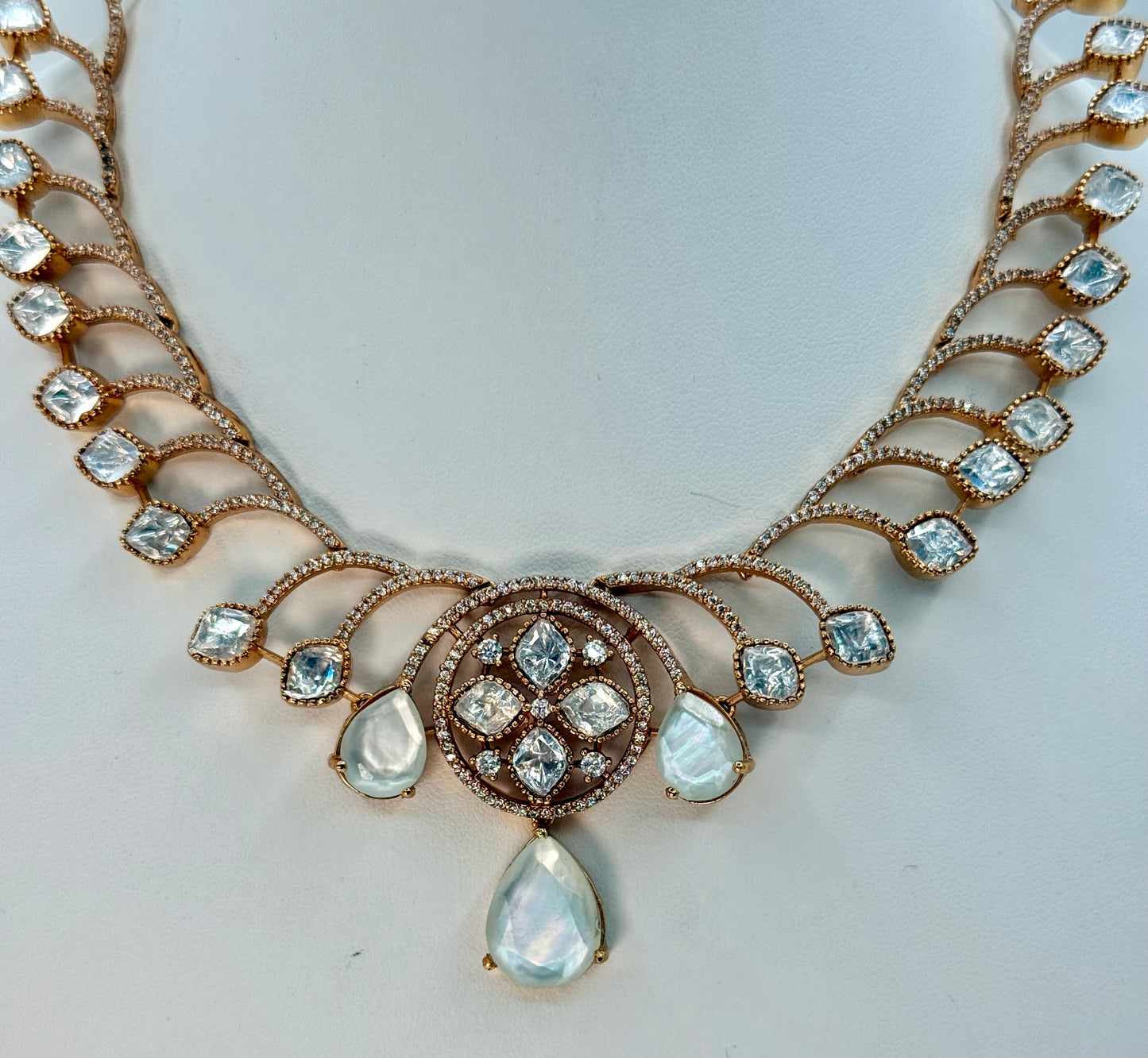 Delicate Polki Necklace & Earring Set