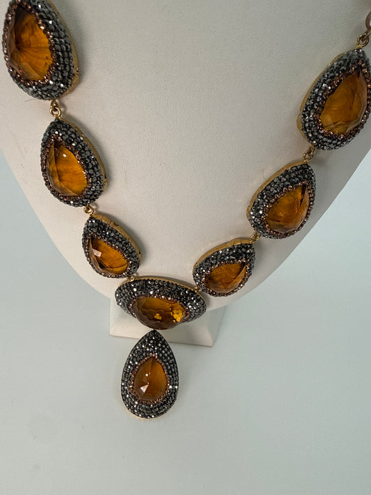 Yellow Cat Eye Statement Necklace