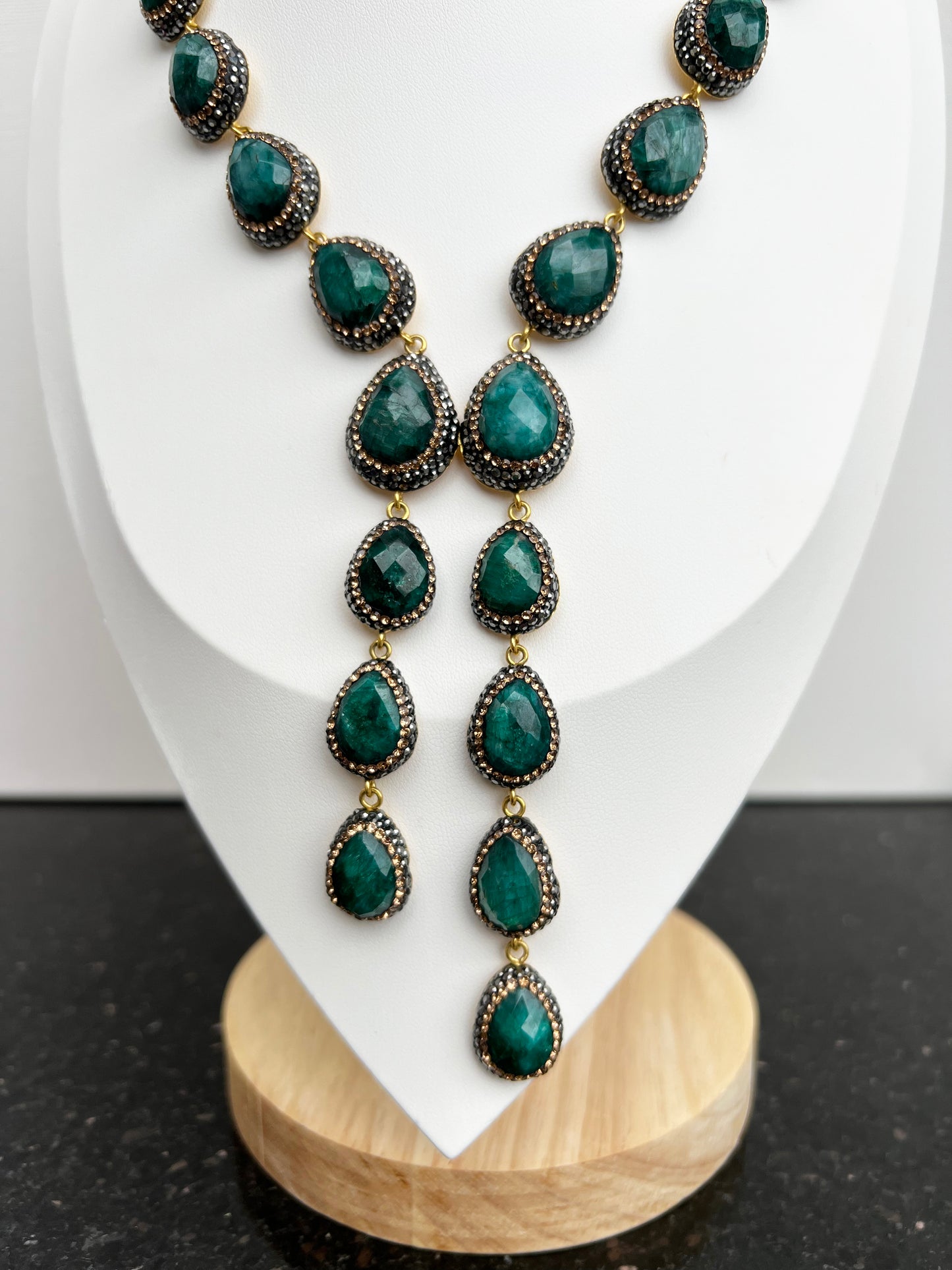 Turkish Emerald Majesty Jewelry Set with Semi-Precious Gems